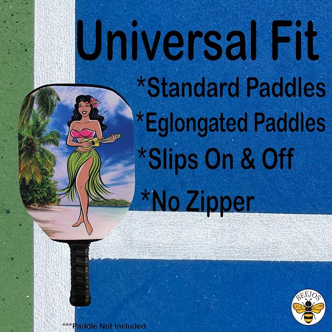BeeJos Hawaiian Collection: Premium Slip-On Pickleball Paddle Cover-Fits Standard Size Paddles-Zipperless (Paddle not Included)