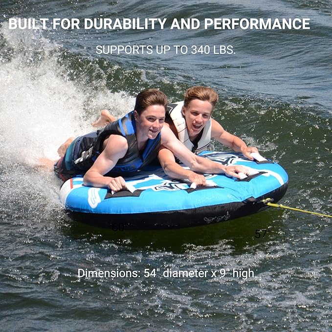 Rave Sports Storm Boat Towable Tube - Inflatable Boating Tube for 1-2 Riders - Heavy-Duty Inflatable Tube for Boats to Pull - Water Sports Towable with Quick Connect Tow Point System