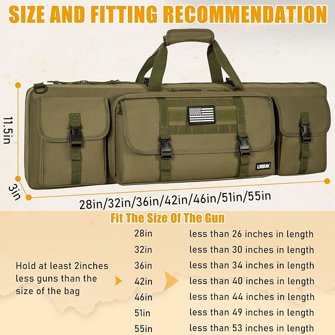 28" 32" 36" 42" 46" 48" 51" 55" Soft Double Rifle Bag, Portable Long Rifle Bag for Outdoor Hunting Shooting, Gun Case Storage & Transportation, with Multiple Colors