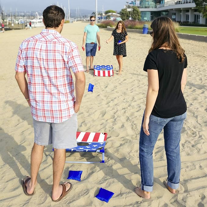 GoSports Portable Cornhole Set with Carry Case - Outdoor Lawn Bean Bag Toss Game for Adults and Family - Beach, Camping, Yard Games & More