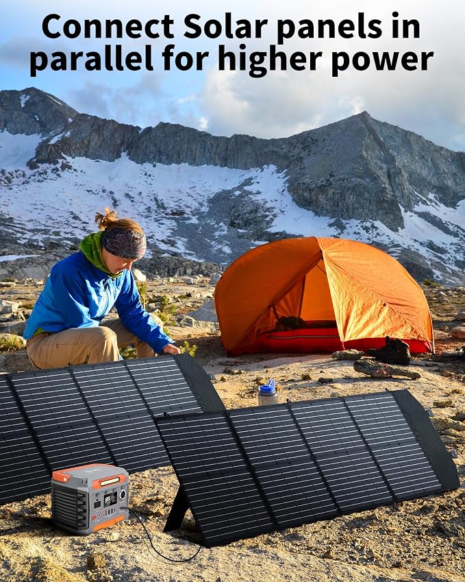 KEPEAK 100W Portable Solar Panel, Foldable Solar Panel with QC3.0 & PD, Waterproof High-Efficiency Solar Charger for RVs, Camping, Emergency Backup