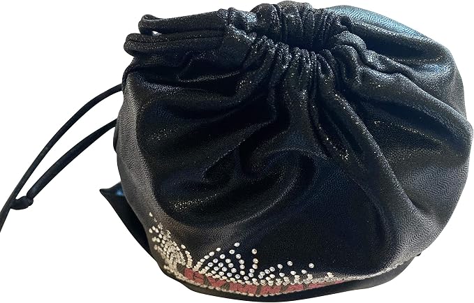 LIL'FOX 8"x10" Drawstring Gymnastics SMALL GRIP BAG 26x20cm - Lightweight Bag for Personal Equipment - Shiny Foil Rhinestones