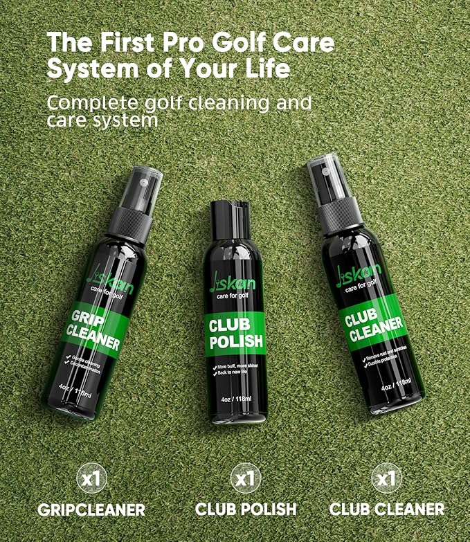Jiskan Pro Golf Care Kit System Includes Golf Grip Cleaner Club Cleaner Club Polish Club Brush Golf Towel, Essentials Golf Accessories for Men Cool Golf Gifts for Men