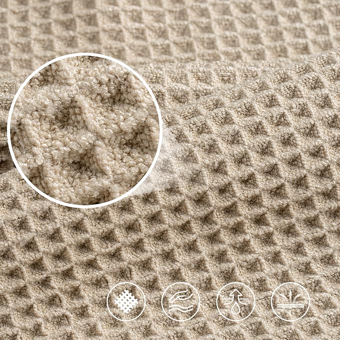 POLYTE 430 GSM Microfiber Quick Dry Lint Free Bath Sheet, 70 x 35 in, Set of 2 (Waffle Weave)