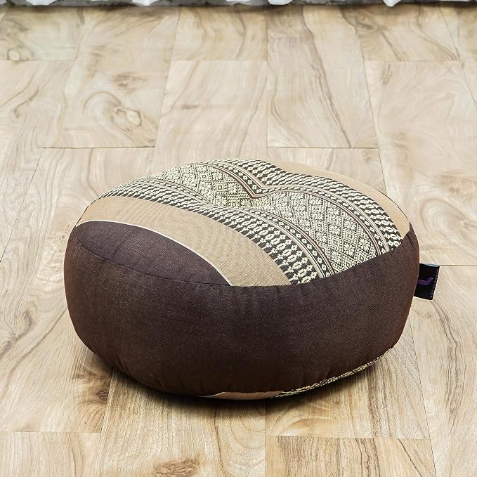 Leewadee Meditation Cushion Set – 1 Small Zafu Yoga Pillow and 1 Small Roll-Up Zabuton Mat Filled with Kapok