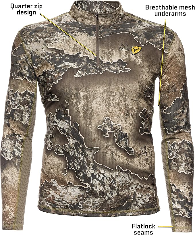 SCENTBLOCKER Angatec Long Sleeve 1/4 Zip Performance Shirt Mens Camo Hunting Clothes