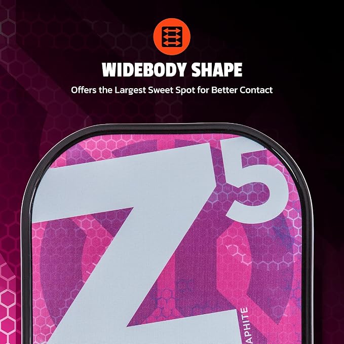 Onix Graphite MOD Z5 Carbon Fiber Pickleball Paddle with Wide-Body Shape. Honeycomb Core, Graphite Face & Cushion Comfort Pickleball Paddle Grip