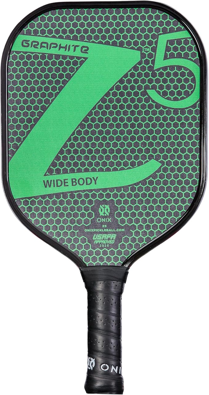 Onix Graphite MOD Z5 Carbon Fiber Pickleball Paddle with Wide-Body Shape. Honeycomb Core, Graphite Face & Cushion Comfort Pickleball Paddle Grip