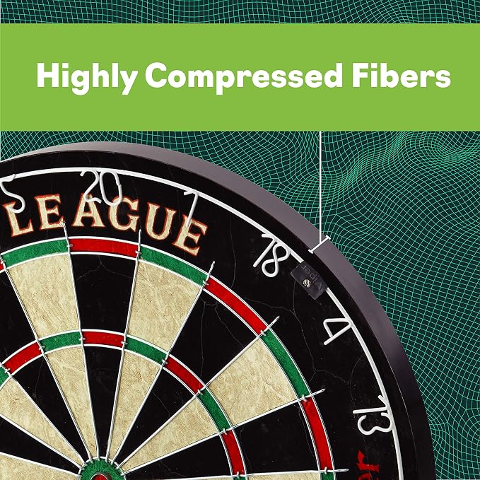 Viper League Regulation Bristle Steel Tip Dartboard Set with Staple-Free Bullseye, Galvanized Metal Thin Radial Spider Wire; High-Grade Compressed Sisal Board with Rotating Number Ring Extending Life