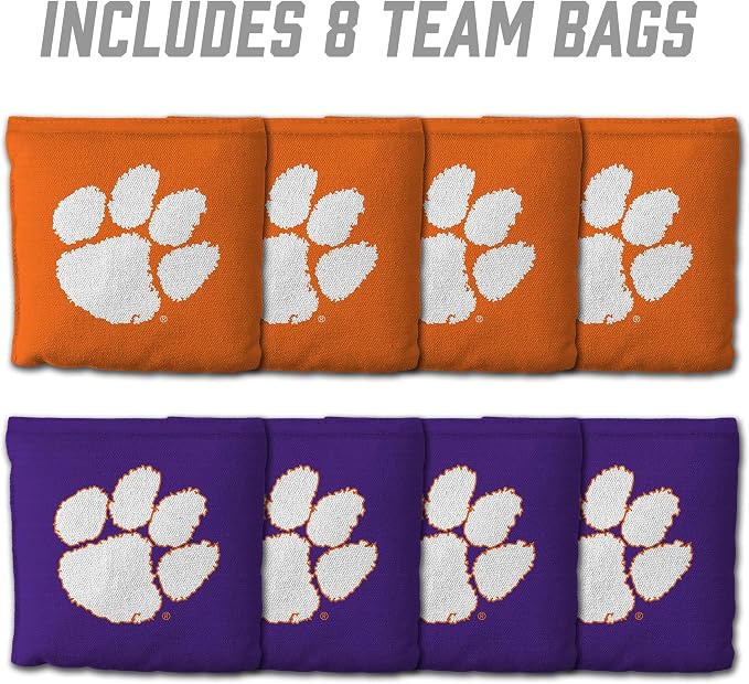 YouTheFan Officially-Licensed NCAA Set of 8 Cornhole Bags - All Weather Dual Sided Slide & Stop - Regulation Size with Carry case