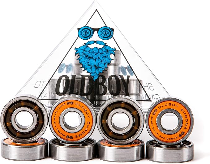 Oldboy Premium Skateboard Bearings, Set of 8 Bearings for Skateboards, Longboards, Inline Skates, Rollerblades, Super Lube Ball Bearings, Skateboard Accessories