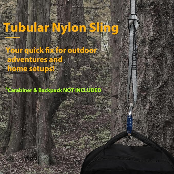 18MM Nylon Climbing Sling Runner - 23KN CE2008/EN566 Certified Outdoor Climbing Webbing for Rock Climbing, Rappelling, Mountaineering, Swing Gear, Outdoor Adventures & Emergency Anchoring