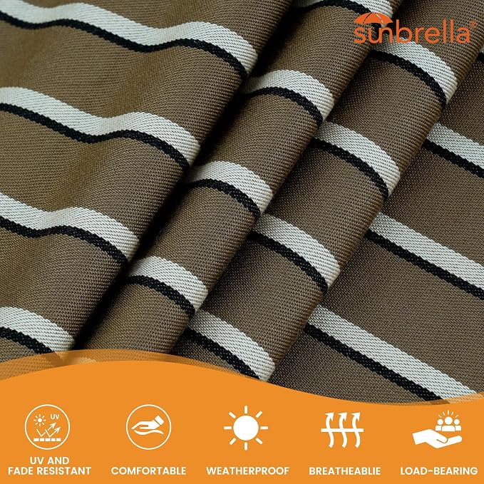 Lazy Daze Hammocks 12 FT Sunbrella Fabric Hammock Non-Fading with Spreader Bars and Free Pillow Fits for 2 Persons, All Weather and Fade Resistant for Patio Yard, 450 lbs Capacity, Harwood Cocoa