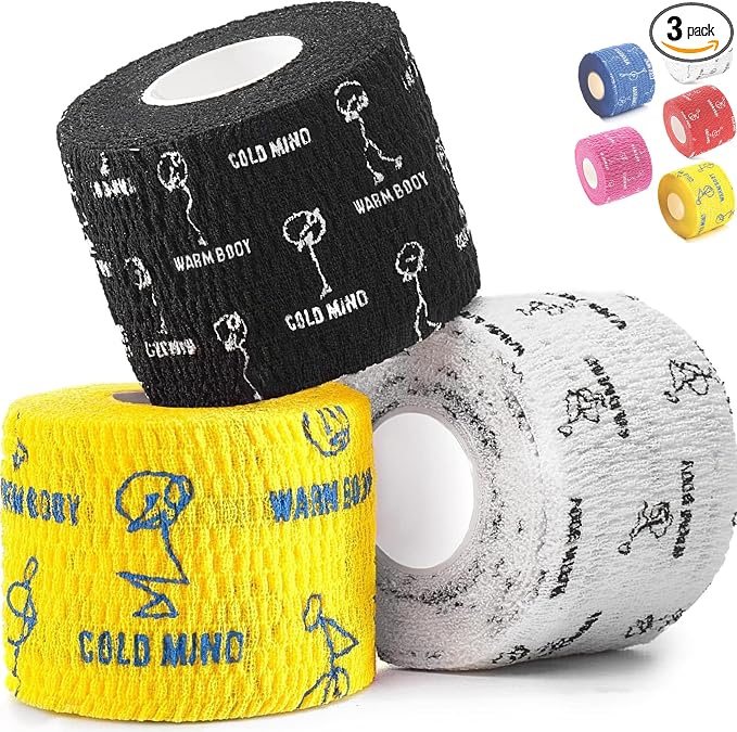 WARM BODY COLD MIND 1.85" Weightlifting Thumb Tape - Hook Grip Tape for Powerlifting, Cross Training, Gym Tape, Workout, Weight Lifting Tape, Athletic Finger Wrap (Mix V3 3 Rolls)