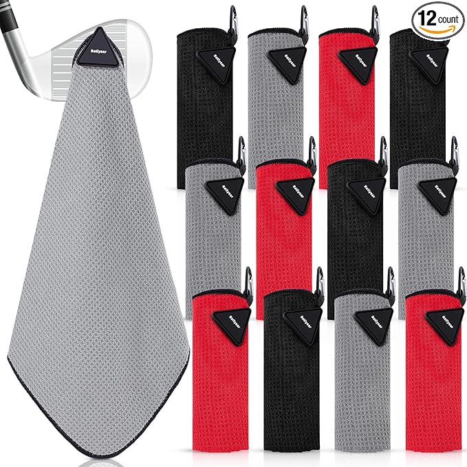 Batiyeer Magnetic Golf Towel Bulk 16" x 16" Microfiber Fabric Towels with Clip Waffle Absorbent Strength Magnet Golf Accessories Ball Cleaner for Carts Men