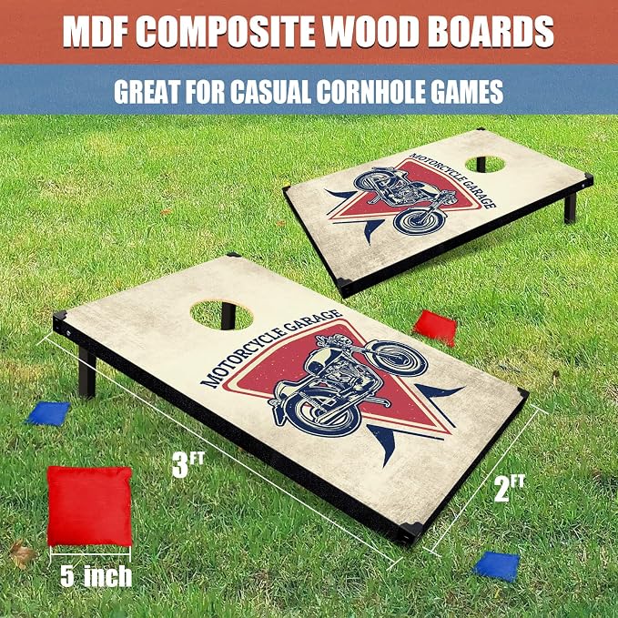 Cornhole Board Set, 3'x2' Cornhole Set, Corn Hole Boards Set, Lightweight Corn Hole Set Includes 2 Cornhole Boards, 8 Cornhole Bean Bags & Carry Case for Outdoor Games