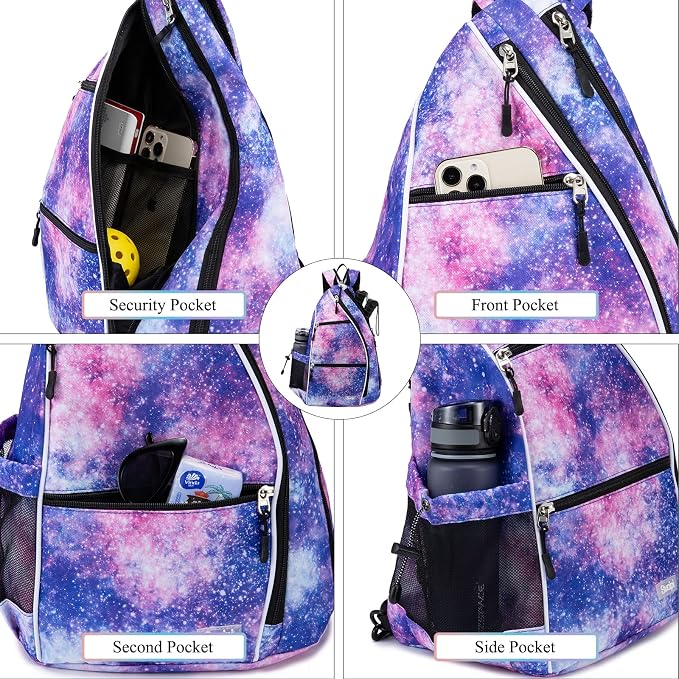 Sucipi Pickleball Bag - Men's & Women's Pickleball Backpack, Adjustable Sling Bag w/Fence Hook/Large Capacity/Safety Pocket