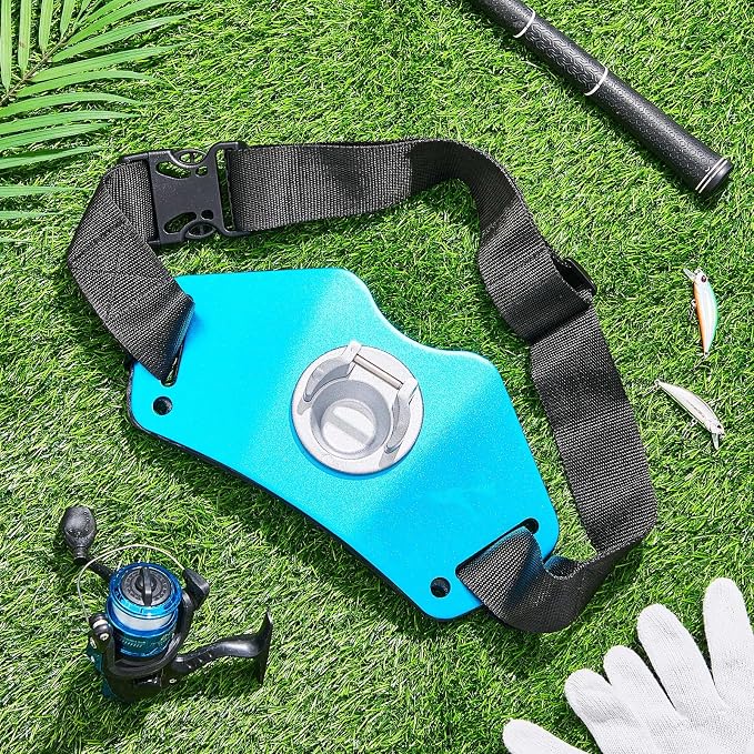 Leyndo Adjustable Fishing Belt with Aluminum Rod Holder, Padded Waist Support for Fighting Fish, Saltwater Shore Boat Fishing Gear for Men Adults