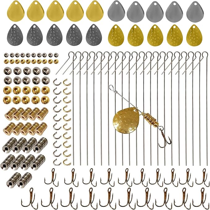 Spinner Making Kit Fishing Lure Making Kit DIY Fishing Lures Spinnerbaits Spoon Rigs Making Kit Colorado Spinner Blades Lure Making Make Your Own Lures for Bass Trout Walleye