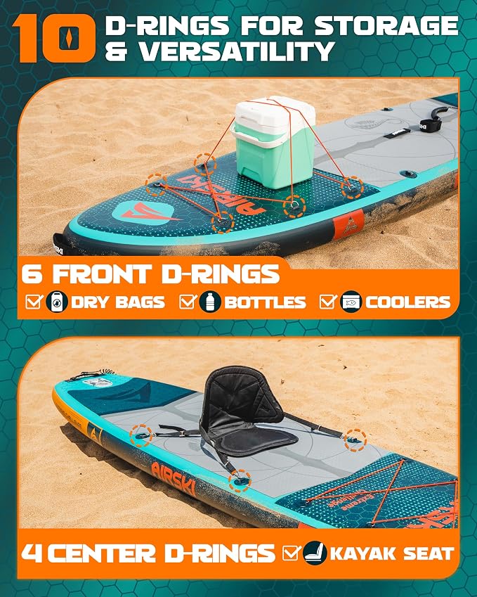 11'x34'' Extra Wide Inflatable Paddle Board, Stand-up Paddleboard for Adults, 420lb Capacity, Anti-Slip EVA, Stand-up Paddle Board for Yoga/Fishing/Family, US Fin, High-Pressure Pump, 100L Bag