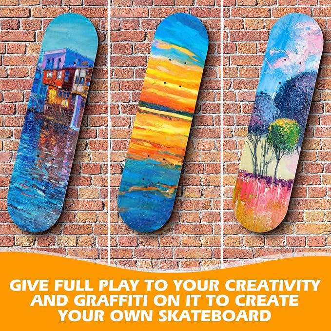 Meooeck Blank Skateboard Decks Bulk 24 x 6 Inch Professional Maple Deck 7 Ply Double Tail Wooden Skate Deck Natural Plain Skateboard for Kids Art Painting Replacement Home Decoration