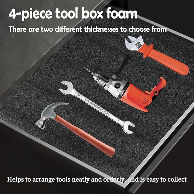Tool Box Foam 4 Pcs 18 x 12 x 2 Inch＆18 x 12 x 1 Inch，Shadow Foam Inserts for Cases，Polyethylene Storage Sheets for Toolbox