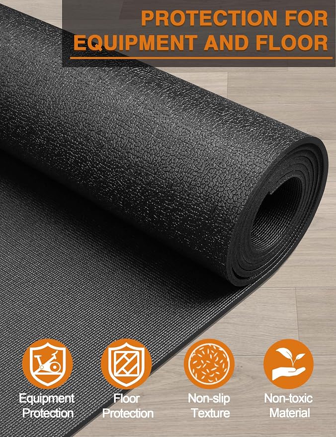 Treadmill Mat 96"x36", WERCHO Walking Pad Mat for Carpet Hardwood Floors 6mm Heavy-Duty Exercise Equipment Mat for Rowing Machine, Treadmil Pad, Spin Bike, Elliptical Trainer, Home, Gym