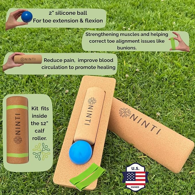 Ninti Balance Board - Premium Cork Balancing Board & Foot Strengthener for Enhanced Foot Function | Unique Design for Balance Stability & Foot Strength | Improve Mobility & Prevent Falls | Balance Trainer | USA Owned