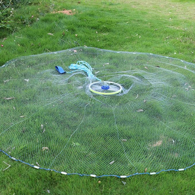 Alvinlite Cast Net for Bait Trap Fish 8ft 10ft 12ft 14ft 16ft Radius Fishing Cast Net Throw Cast Net with Heavy Duty Zinc Sinker for Freshwater and Saltwater