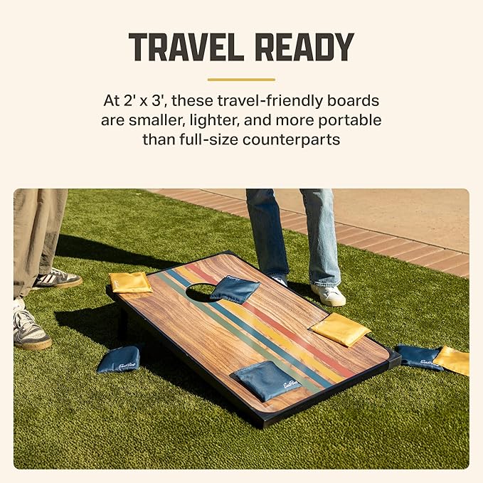EastPoint 2'x3' Cornhole Board Set - 8 Bean Bags, Engineered Wood, Sunset - Lightweight Portable Design for Yard Games - 12 Oz Bean Bags for Toss Game - Durable MDF Boards for Backyard Games