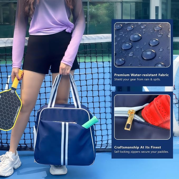 Pickleball Bag for Women Men, Large Pickleball Backpack with Shoe Compartment, Pickle Ball Bag with Paddle Cover Pocket Holds 2 Paddles