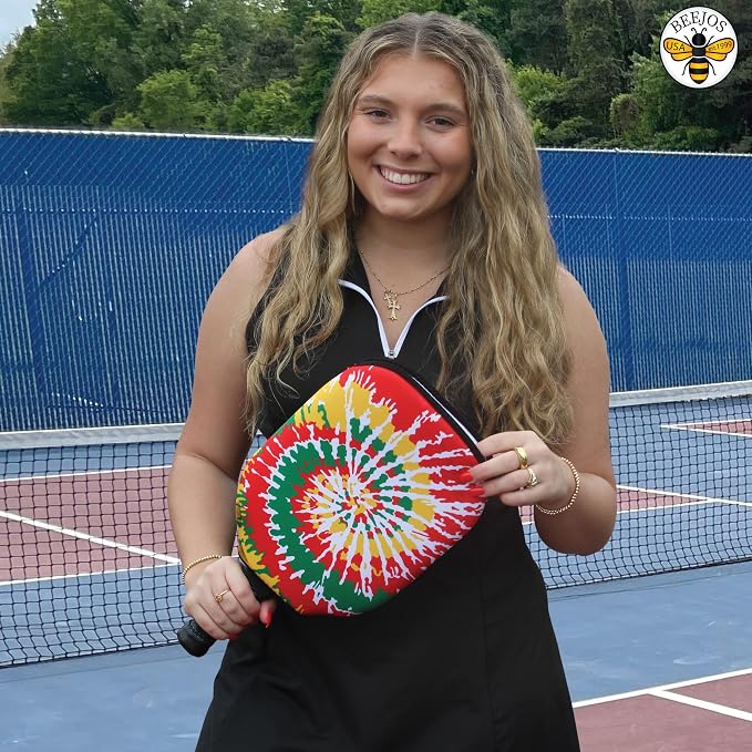 BeeJos Spirl Tie-Dye: Premium Slip-On Pickleball Paddle Cover-Fits Standard Size Paddles-Zipperless (Paddle not Included) Handmade in USA