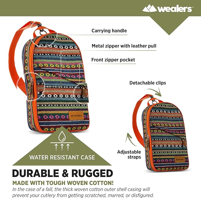 Wealers Camp Kitchen Cooking Utensil Set Travel Organizer Grill Accessories Portable Compact Gear for Backpacking BBQ Camping Hiking Travel Cookware Kit Water Resistant Case