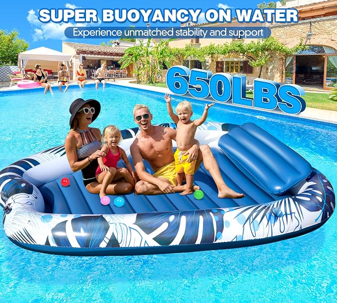 Sinbyuer Inflatable Pool Floats Adult, Pool Float, Thickened Pool Float Recliner Pool Rafts, Floating Pool Chair Water Floaties