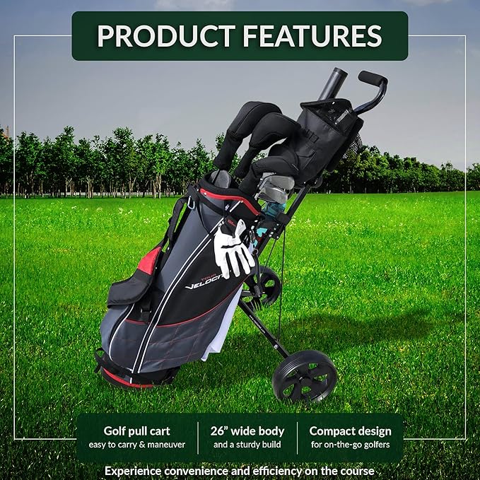 Caddytek CaddyLite 5.8 Deluxe Golf Pull Cart - Lightweight Folding 2 Wheel Golf Cart with Compact Design, Ergonomic Handle, Maintenance-Free Wheels, Mesh Net Storage, Portable and Trunk Friendly