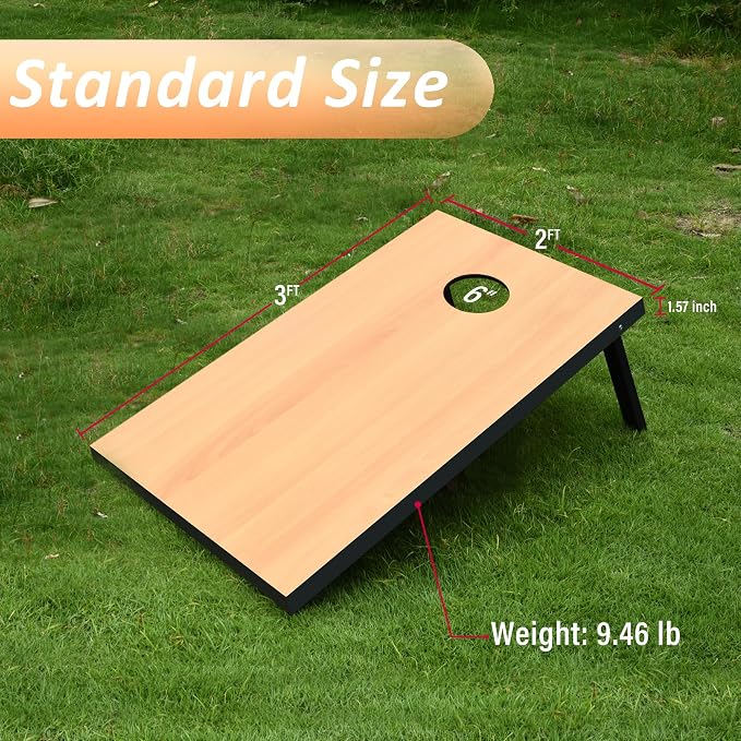 Cornhole Set, Regulation/Tailgate Size Cornhole Boards with 8 Bean Bags and Carrying Case, 4x2/3x2 Corn Hole Outdoor Game Toss Board for Adults Outside Activities