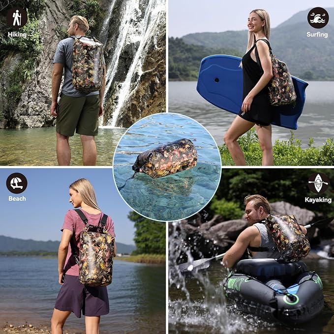 MARCHWAY Floating Waterproof Dry Bag Backpack 5L/10L/20L/30L/40L, Roll Top Sack Keeps Gear Dry for Kayaking, Rafting, Boating, Swimming, Camping, Hiking, Beach, Fishing