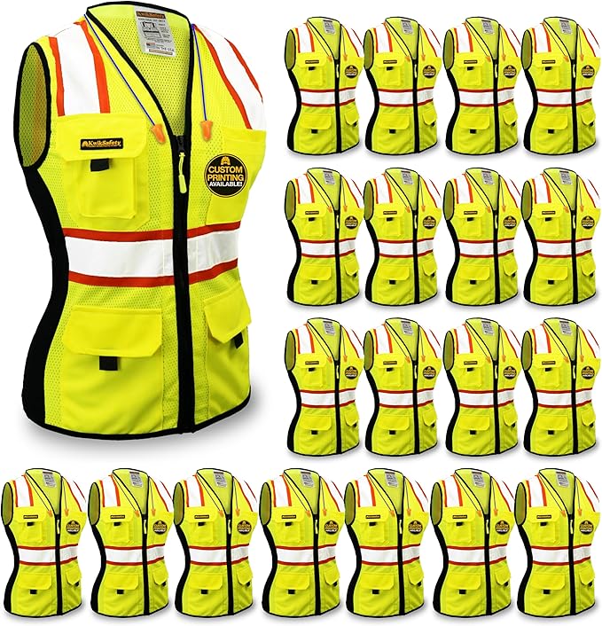 KwikSafety - Charlotte, NC - FIRST LADY Safety Vest for Women, High Visibility Reflective Strips, Meets ANSI & OSHA