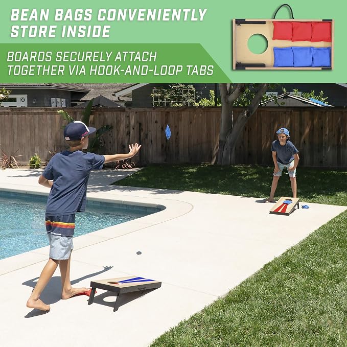 GoSports 2 ft x 1 ft Portable Size Cornhole Set - Ready To Play with 6 Bean Bags and 2 Conrhole Boards - Great for Indoor, Outdoor, Family Events, Game Nights, and Backyard Play