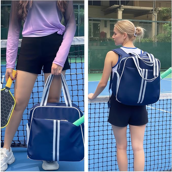 Pickleball Bag for Women Men, Large Pickleball Backpack with Shoe Compartment, Pickle Ball Bag with Paddle Cover Pocket Holds 2 Paddles