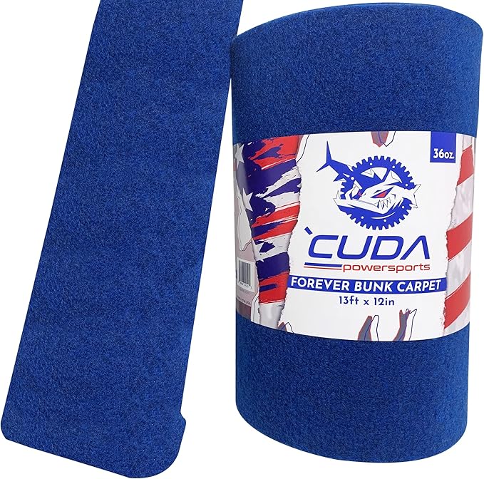 Boat Trailer Bunk Carpet - 36oz Forever Boat Bunk Carpet (12" W x 100'L, Blue) Bunk Board Carpeting for Bunks