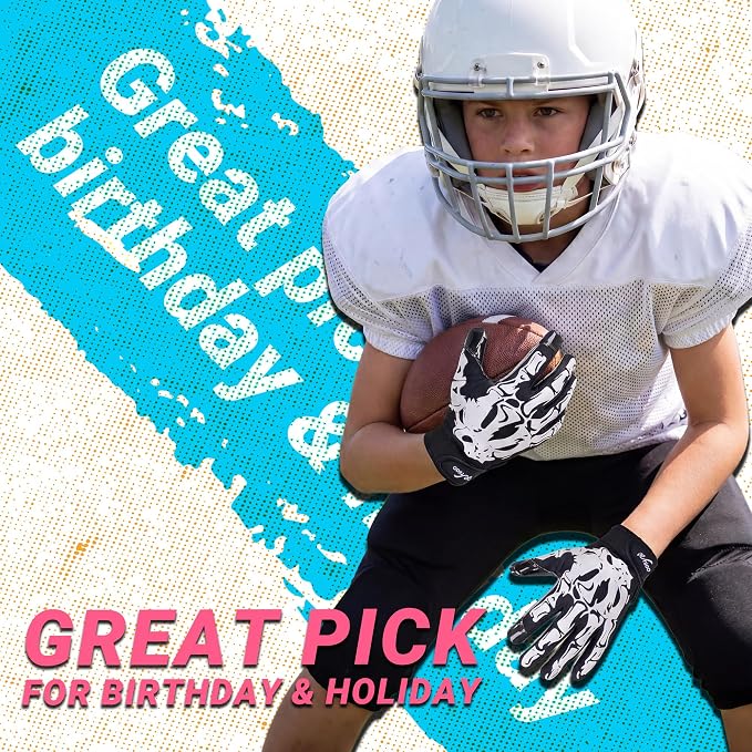 Football Gloves for Youth and Adult Men,Sticky Adhesive Palms Receiver Gloves,Grip Boost Flag Football Accessories Gifts for Family and Friends