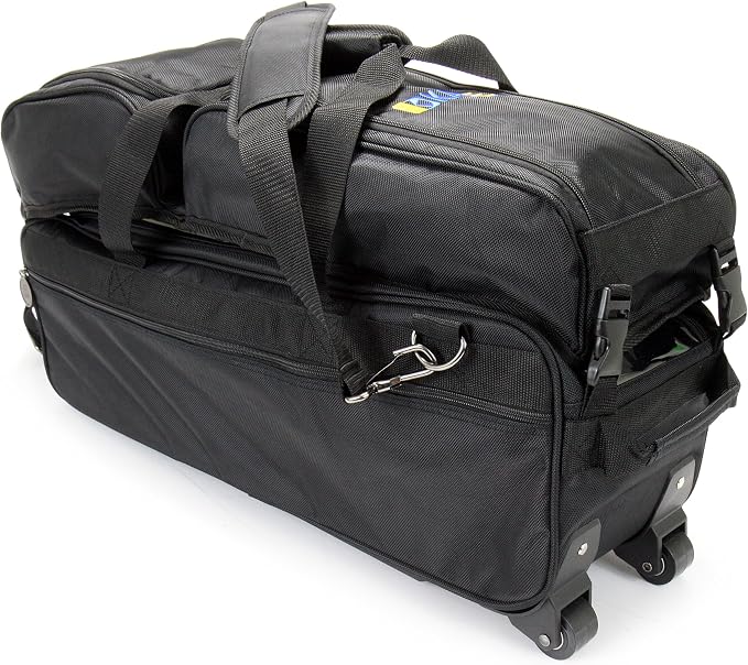 3 Ball Deluxe Bowling Tournament Roller Tote with detachable Shoe and Accessory Bag
