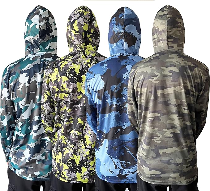 NY GOLDEN FASHION Men UPF 50+ Fishing Hiking Workout Active T-Shirts Lightweight Long Sleeve Shirts with Hood