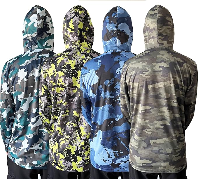 NY GOLDEN FASHION Men UPF 50+ Fishing Hiking Workout Active T-Shirts Lightweight Long Sleeve Shirts with Hood