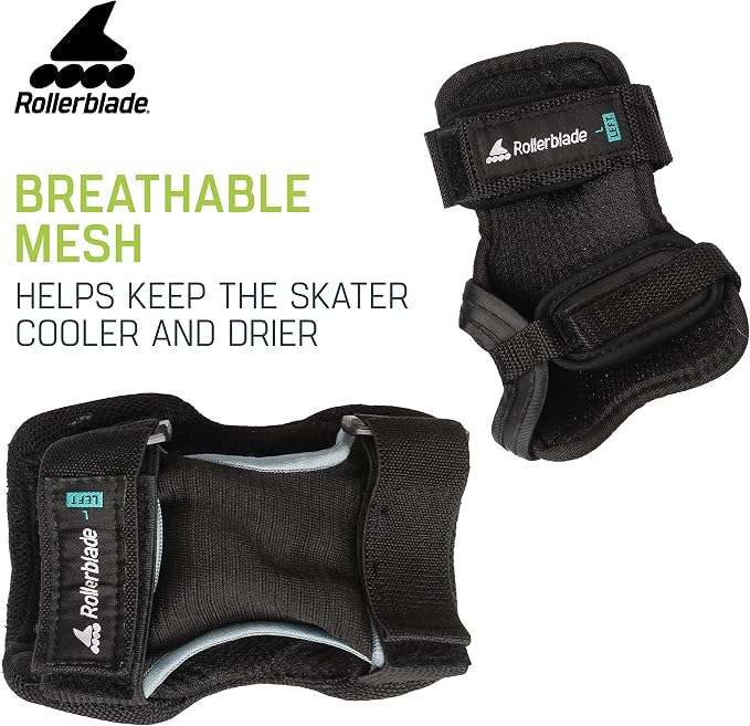 Rollerblade Skategear Junior 3 Pack Protective Gear, Knee Pads, Elbow Pads and Wrist Guards, Multi Sport Protection,Youth, Black