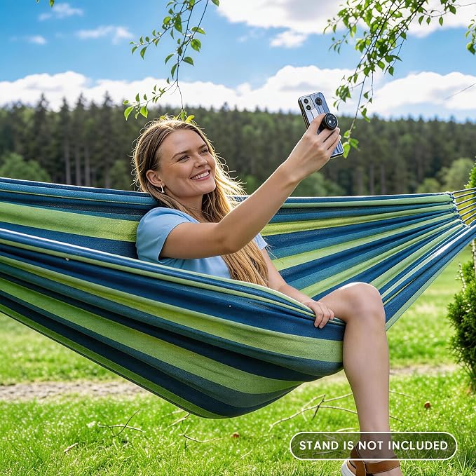 SUNCREAT Hammocks Outdoor Camping Double Hammock, Hammock Replacement for Stand, Blue & Green
