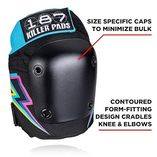 187 Killer Pads Six Pack Pad Set, Protective Gear for Elbows, Knees, and Wrists - Ideal for Skateboarding, Roller Skating, and Inline Skating