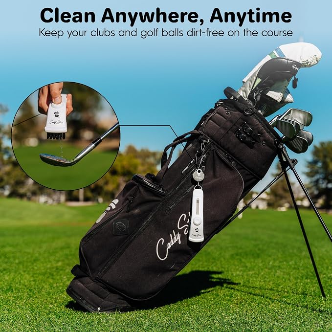 Caddy Splash Golf Club Brush Pro with Water – Heavy Duty Retractable Clip – Push Button for Easy Cleaning – Nylon Bristles – Holds 4 Oz – Golf Accessories for Men – Best Golf Gift – USA Company