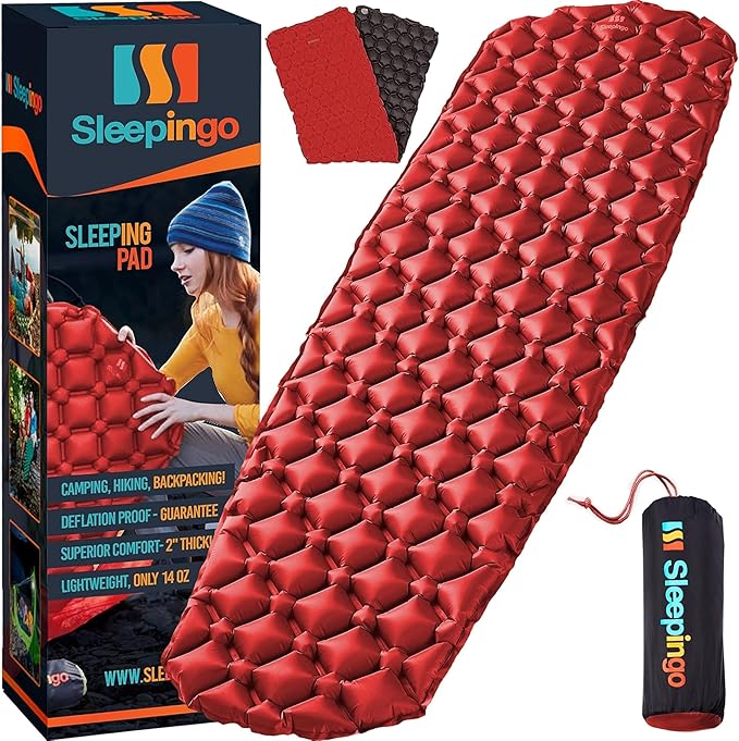 Sleepingo Ultralight Sleeping Mat - Inflatable & Compact Camping Air Mattress for Backpacking, Hiking- New